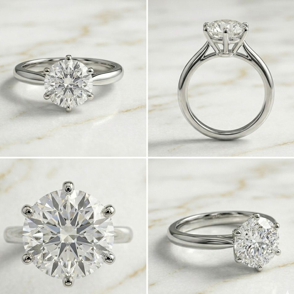 Anillo Solitario Talla Redonda