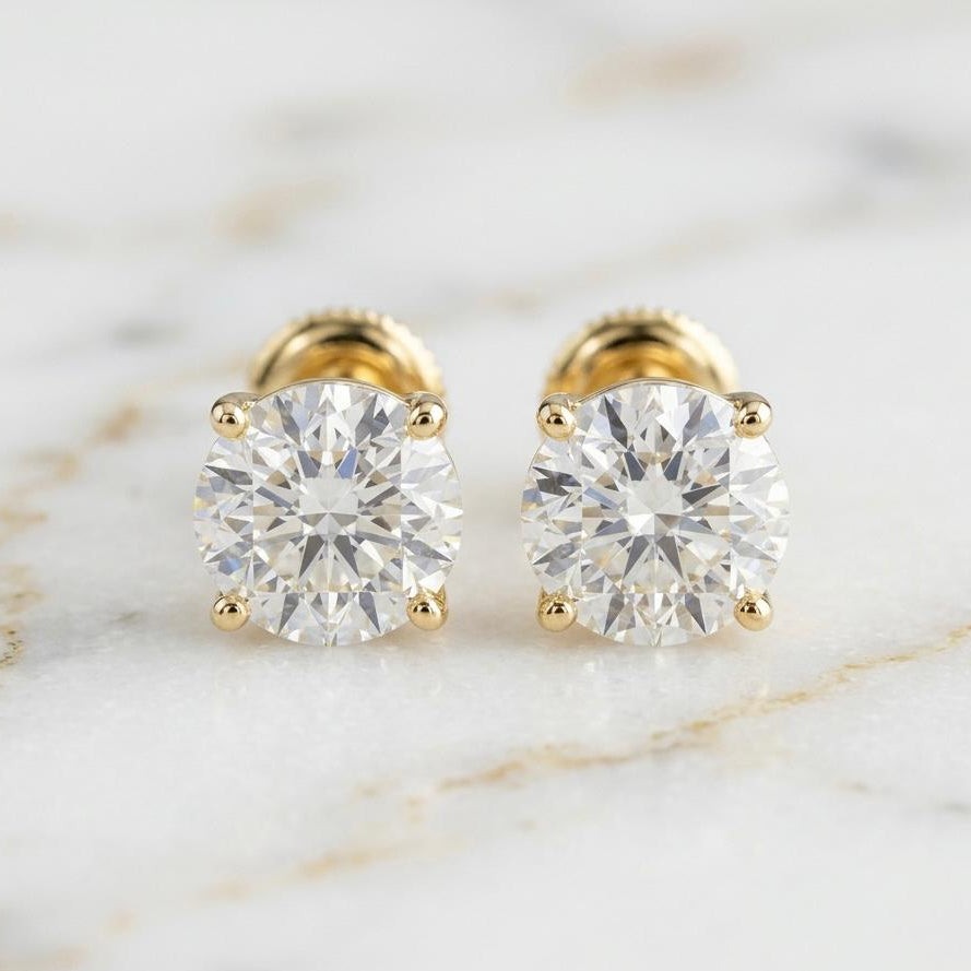 Pendientes Solitarios Talla Redonda