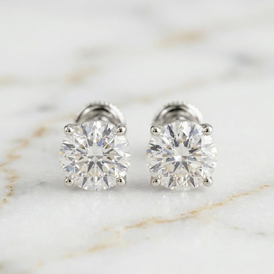 Pendientes Solitarios Talla Redonda