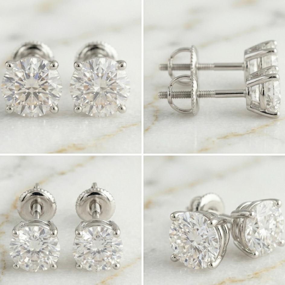 Pendientes Solitarios Talla Redonda