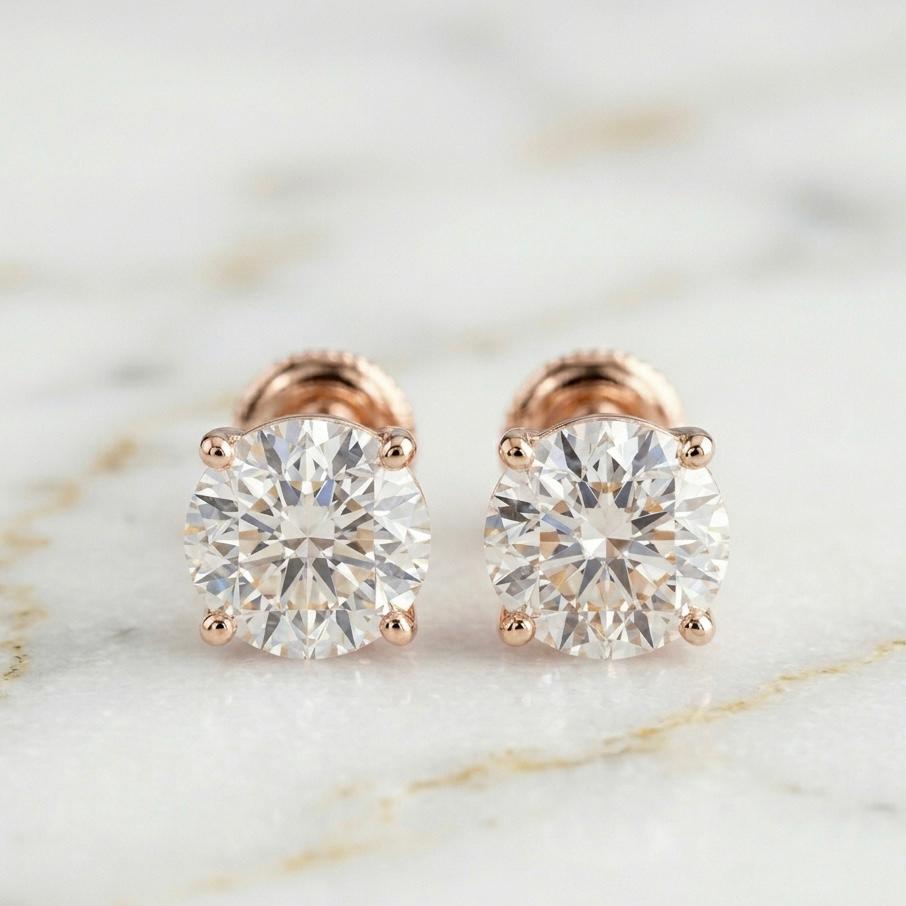 Pendientes Solitarios Talla Redonda