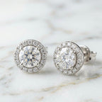 Boucles d'oreilles Halo Taille Ronde