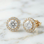 Boucles d'oreilles Halo Taille Ronde