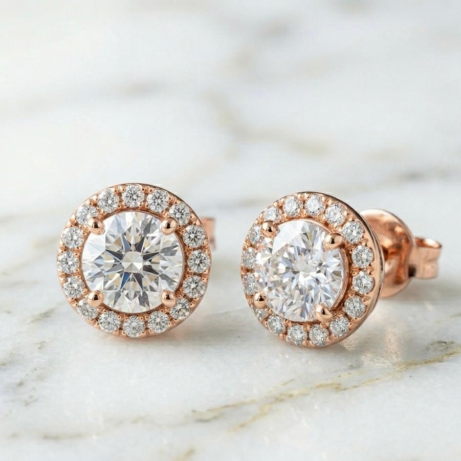 Boucles d'oreilles Halo Taille Ronde