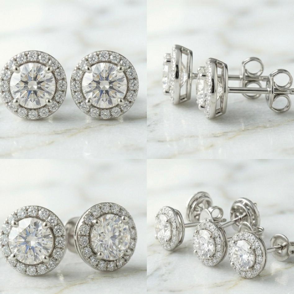 Boucles d'oreilles Halo Taille Ronde