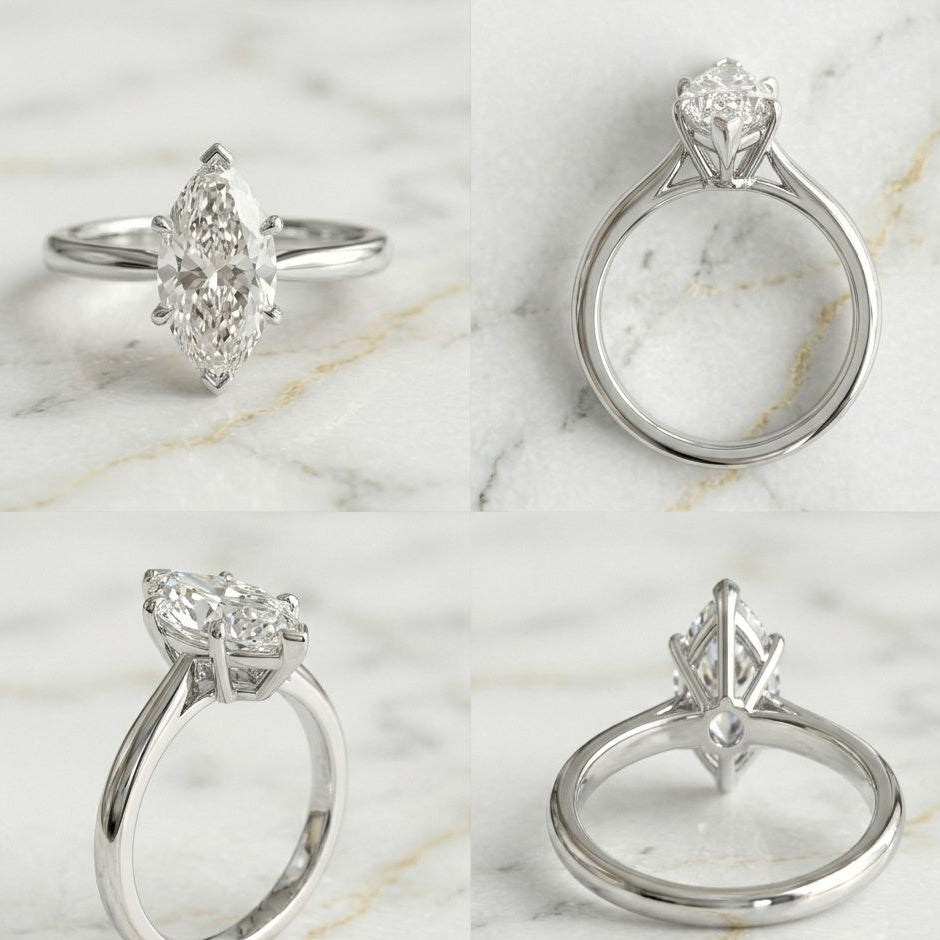 Anillo Solitario Talla Marquise