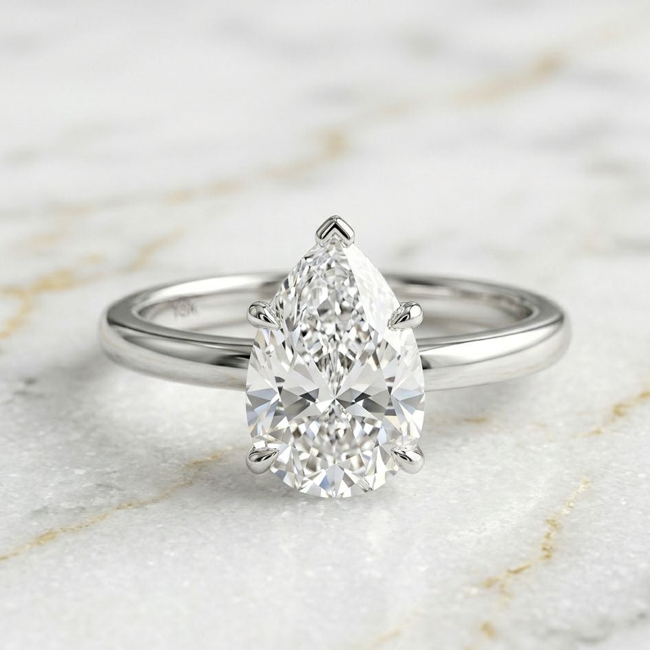 Anillo Solitario Talla Pera