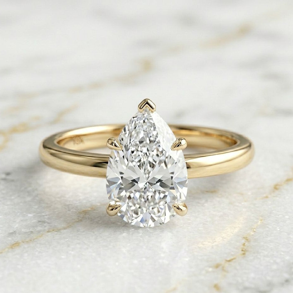 Anillo Solitario Talla Pera