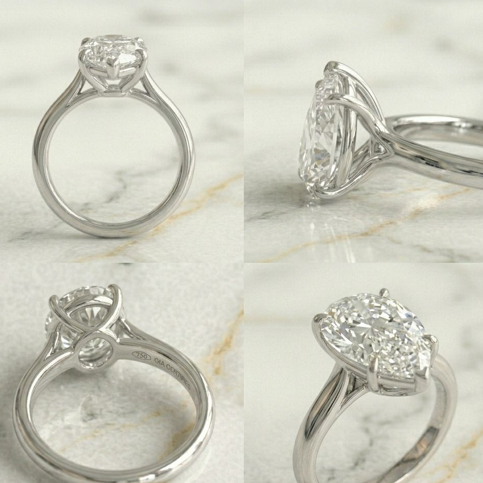 Anillo Solitario Talla Pera