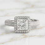 Princess Cut Pave Halo Ring