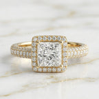 Princess Cut Pave Halo Ring