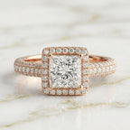 Princess Cut Pave Halo Ring