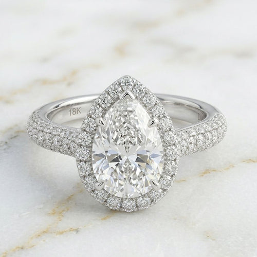 Pear-Cut Pavé Halo Ring