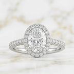 Bague Halo Pavé Taille Ovale