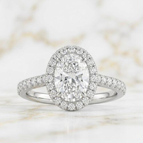 Anillo Halo Pavé Talla Oval