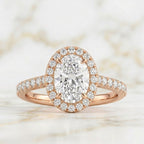 Bague Halo Pavé Taille Ovale