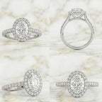 Bague Halo Pavé Taille Ovale