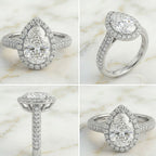 Bague halo pavée poire