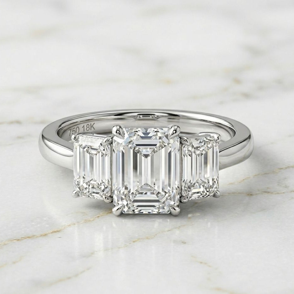 Emerald Cut Trilogy Ring