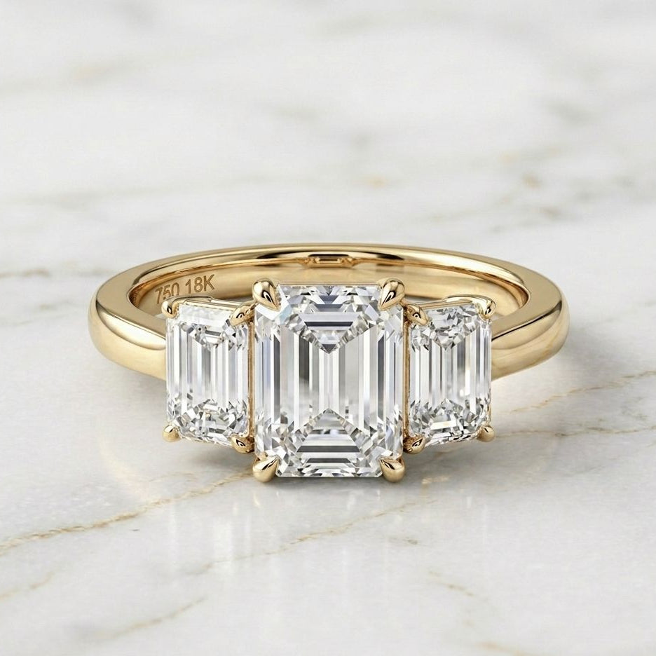 Anillo Trilogy Corte Esmeralda