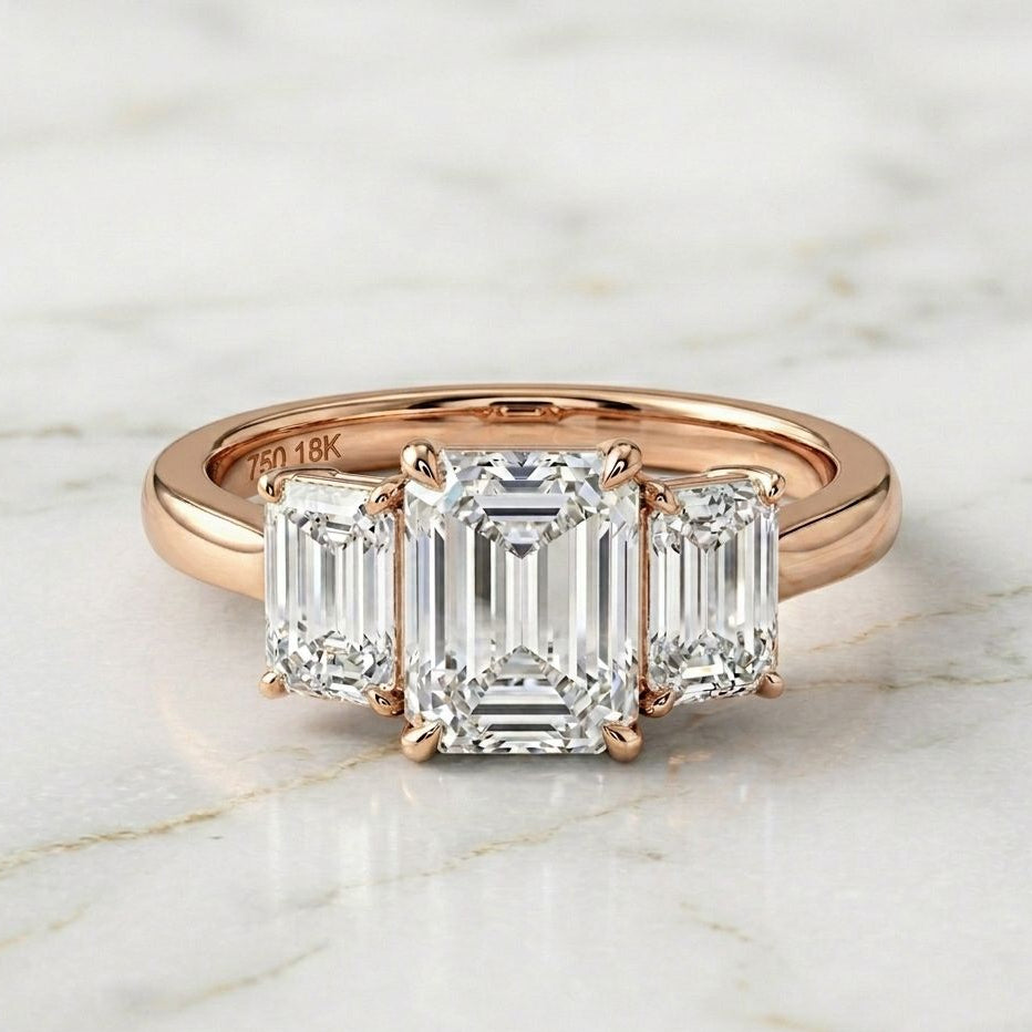 Emerald Cut Trilogy Ring