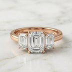 Emerald Cut Trilogy Ring