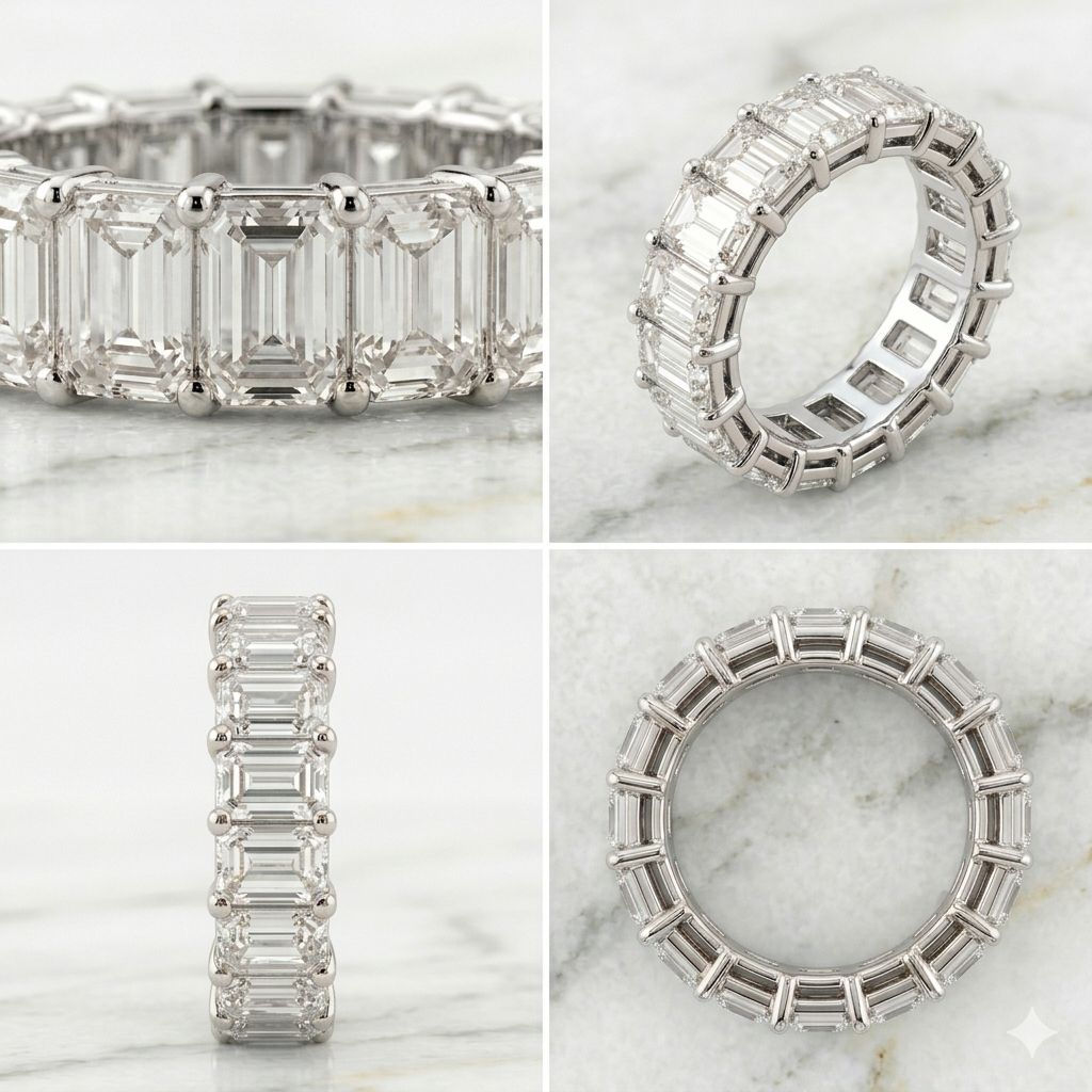 Anillo Eternity Talla Esmeralda