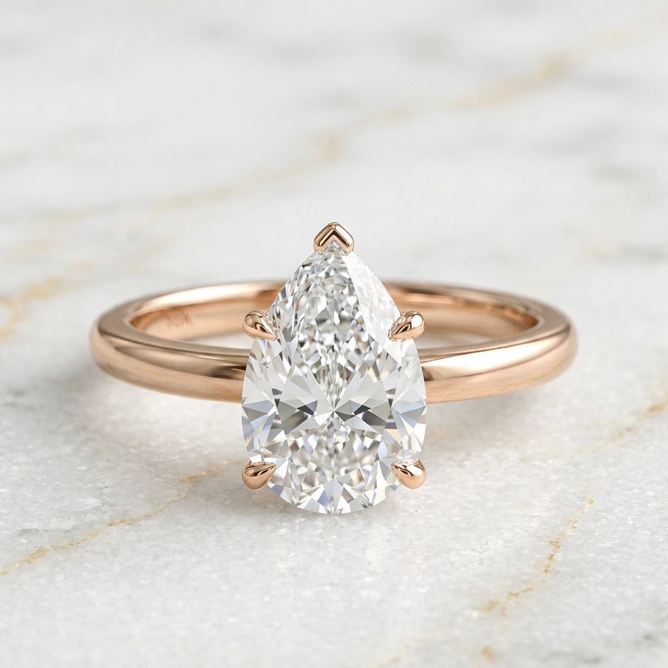 Anillo Solitario Talla Pera