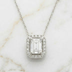 Halo Emerald Cut Pendant