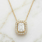 Halo Emerald Cut Pendant