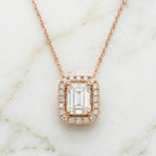 Halo Emerald Cut Pendant