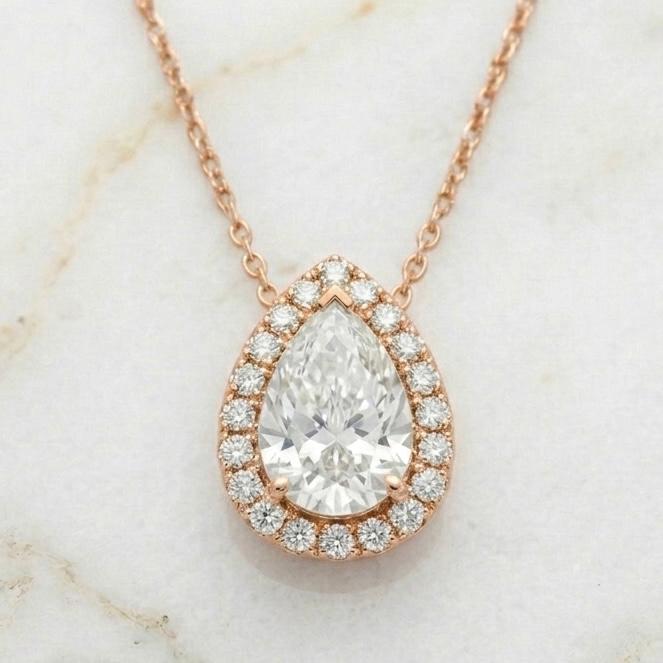 Halo Pear Cut Pendant