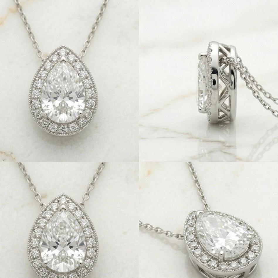 Halo Pear Cut Pendant