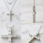 Emerald Cut Cross Pendant