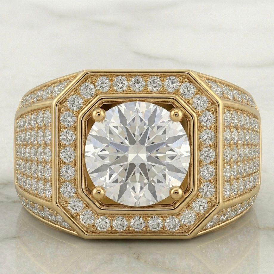 Anillo Sello con Diamante Central