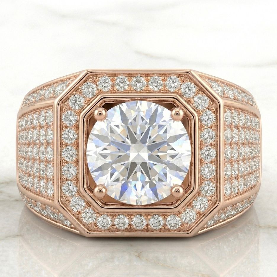 Anillo Sello con Diamante Central