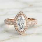 Anillo Halo Pavé Talla Marquise
