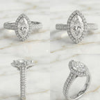 Anillo Halo Pavé Talla Marquise