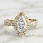 Anillo Halo Pavé Talla Marquise
