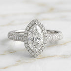 Anillo Halo Pavé Talla Marquise