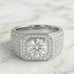 Anillo Sello con Diamante Central